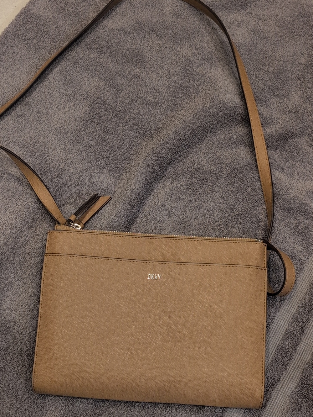 DKNY Tan Crossbody Purse with Slim Profile